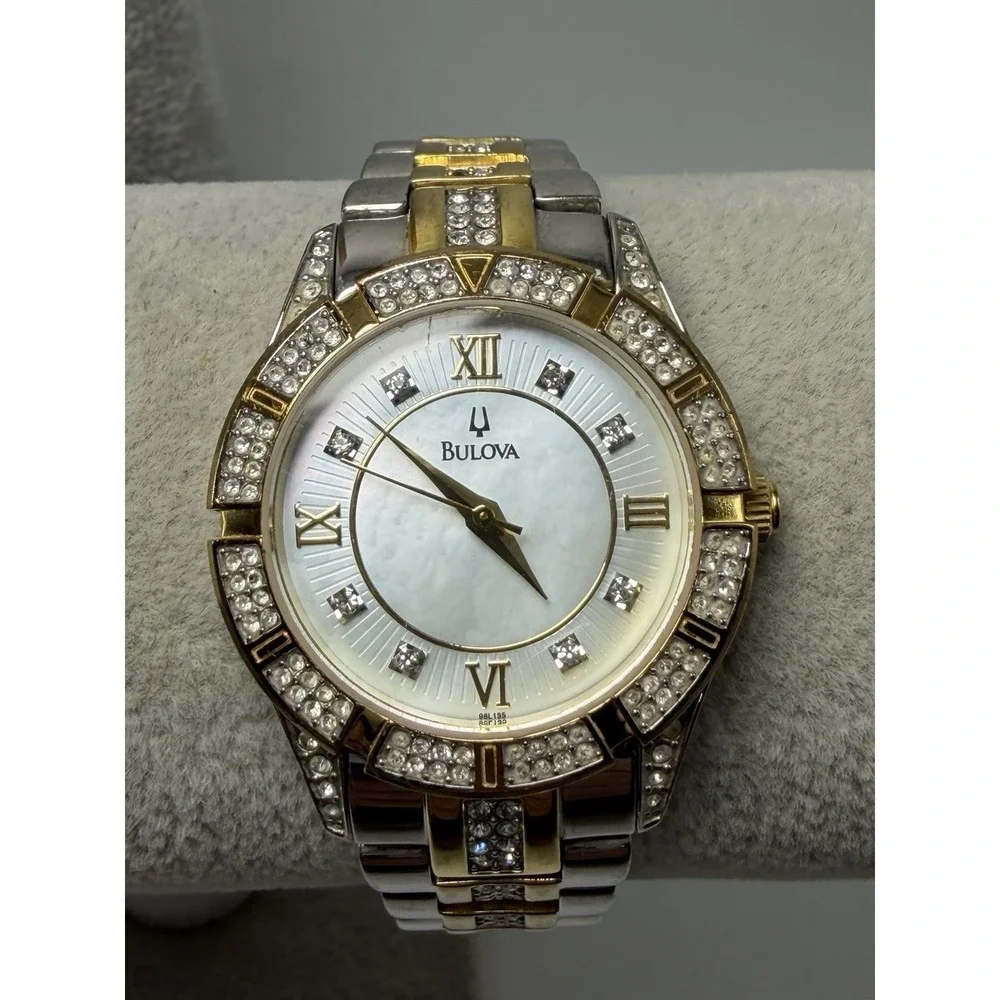 Bulova‎ 98L135 New Battery Ladies MOP Watch 30MM 7.25